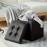 NNETM Storage Faux Leather Folding Stool