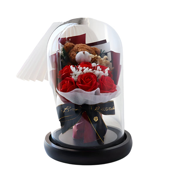 NNETM Rose Soap Bouquet & Bear Gift for Special Occasions