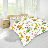NNETM Cartoon Animal Microfiber Duvet Cover Set - Lion, Flamingo, Deer, Zebra Print (3pcs)