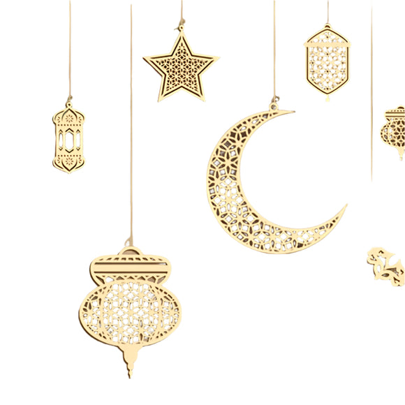 NNETM 6-Pack Ramadan Wooden Hanging Decorations
