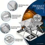 NNETM Stainless Steel Folding BBQ Grill Outdoor Cooking