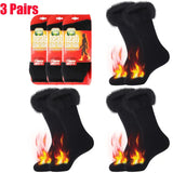 NNETM 3 Pairs Black Heat Socks: Winter Warm Thermal Crew Boot Socks