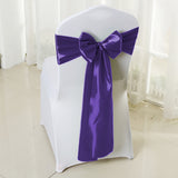 50x Table Runners Coloured Satin Chair Eggplant-1910113035134046215