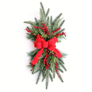 NNETM Yuletide Elegance: Rattan Garland with Festive Red Bows