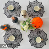 2/4/8pcs, Black Lace Polyester Placemats, Halloween Round Placemats, Table Decoration Napkin Cloths, Western-Style Placemats Placemats, Home Decorations, Gifts
