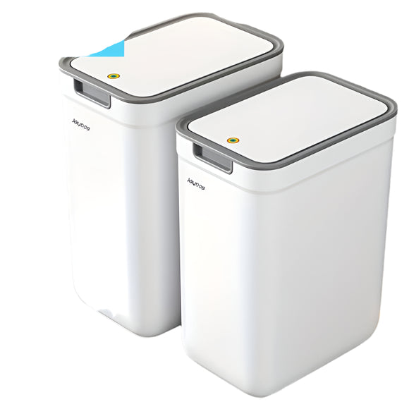 NNETM 2pcs Sleek White Trash Cans with Odor-Seal Lids