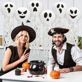 78X20CM Halloween Paper Lanterns/6pcs White Funny Lanterns with Tassel Tree/Spooky Hanging Decorations for Holiday Classroom Birthday/Indoor Outdoor Garden Patio Home Party Decor