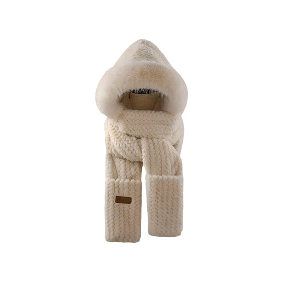 NNETM Women's Winter Plush Hat Scarf Gloves Set