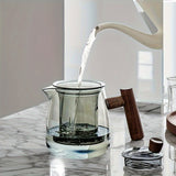 NNETM Glass Tea Kettle with Strainer & Wood Handle