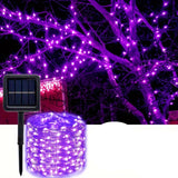 Outdoor Solar LED String Lights, Solar Fairy String Lights, 8-Mode Dusk to Dawn, Garden Trees Courtyard House Party Wedding Decorations, Halloween And Christmas Decorations, Camping Lights, Spring Garden Lights, Summer Solar Lights-PURPLE 300LED  31.97M