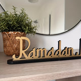 NNETM Wooden Ramadan Mubarak Table Sign Decor