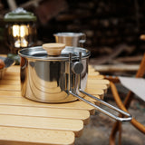304 Stainless Steel Folding Camping Pot with Lid & Detachable Handle