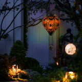 NNETM Classic Orange Glass Globe Solar Lantern - Bats & Spiders