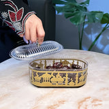 NNETM 3pcs Metal Ramadan Oval Tray Set Jewelry Organizer