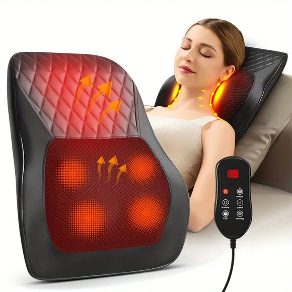 NNETM Cordless 3D Kneading Massage Pillow With Heat - Rechargeable Back Massager