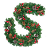 NNEOBA Christmas Garland with Pinecones & Red Berries - 2.7m