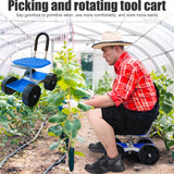 NNETM 4-Wheel Rolling Garden Chair Swivel Seat