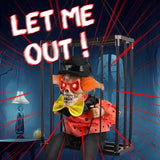 NNETM Halloween Screaming Clown Cage Decoration with Lights