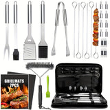 NNETM Stainless BBQ Grill Tool Set with Thermometer (26pcs)