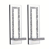 NNETM Wall Mirror Candle Holder Set with Silver Diamonds