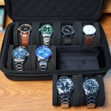 8-Slot Hard Shell Watch Storage Case – Portable Travel Organizer for Watches & Jewelry