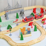 NNETM 72pcs Wooden Train Set with Electric Train Toy