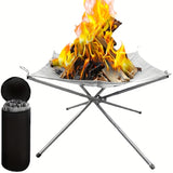 NNETM Outdoor Folding Stainless Steel Fire Pit Rack