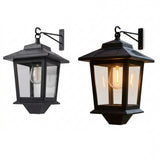 2-Pack Solar Outdoor Black Wall Lanterns Warm White LED
