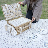 NNETM Four-Person Rattan Picnic Basket Set
