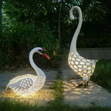 NNETM Solar Swan Garden Statue Outdoor