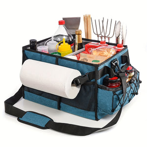NNETM BBQ Grill Caddy with Paper Towel & Condiment Pocket