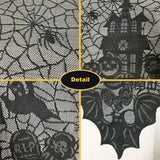 NNEOBA Halloween Lace Tablecloth – Rectangular Haunted House & Pumpkin Design