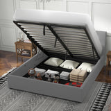 Milano Luxury Gas Lift Bed with Headboard (Model 1) - Grey No.28 - Double-1935488861635481603
