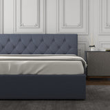 Milano Capri Luxury Gas Lift Bed With Headboard (Model 3) - Charcoal No.35 - King Single-1935488862742777858