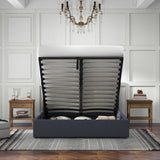 Milano Luxury Gas Lift Bed with Headboard (Model 1) - Charcoal No.35 - Single-1935488863061544962