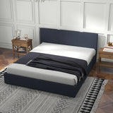 Milano Luxury Gas Lift Bed with Headboard (Model 1) - Charcoal No.35 - Single-1935488863061544966