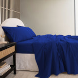 Royal Comfort Vintage Washed 100 % Cotton Sheet Set Single - Royal Blue-1935488860725317634