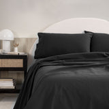 Royal Comfort Vintage Washed 100 % Cotton Sheet Set Single - Charcoal-1927503911158157313