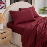 Royal Comfort Vintage Washed 100 % Cotton Sheet Set Single - Mulled Wine-1935488860876312576