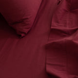 Royal Comfort Vintage Washed 100 % Cotton Sheet Set Single - Mulled Wine-1935488860876312580