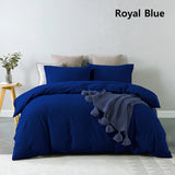 Royal Comfort Vintage Washed 100 % Cotton Quilt Cover Set Queen - Royal Blue-1935488849924984838