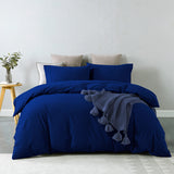 Royal Comfort Vintage Washed 100 % Cotton Quilt Cover Set King - Royal Blue-1935488850101145600