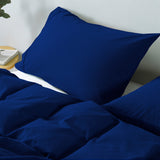 Royal Comfort Vintage Washed 100 % Cotton Quilt Cover Set King - Royal Blue-1935488850101145604