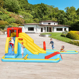 NNECW 7 in 1 Inflatable Water Park Dual Long Slide Jumping Bounce House with Blower