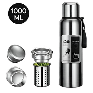 NNEOBA  1000ML Stainless Steel Thermos Bottle Sport Vacuum Flask Silver