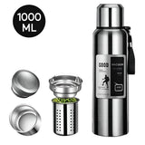NNEOBA  1000ML Stainless Steel Thermos Bottle Sport Vacuum Flask Silver