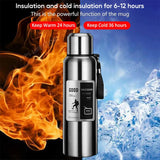 NNEOBA  1000ML Stainless Steel Thermos Bottle Sport Vacuum Flask Silver