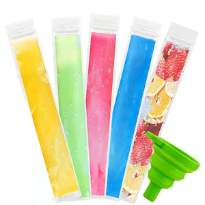 NNEOBA 100Pcs Disposable Ice Pop Mold Bags with Funnel
