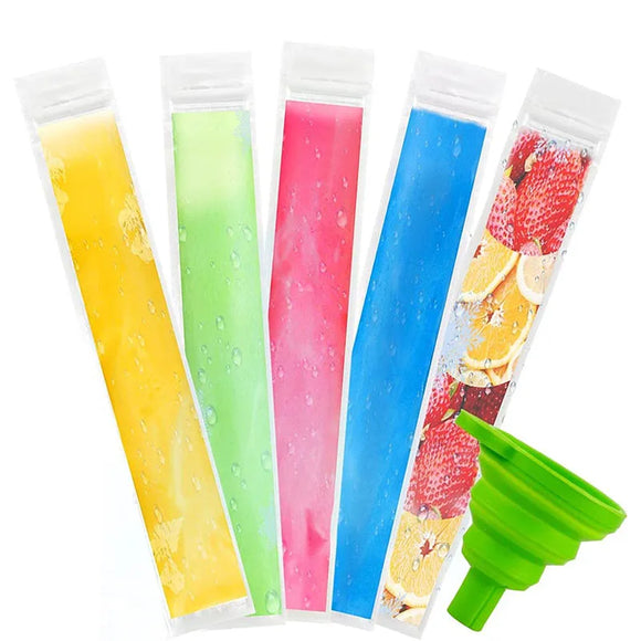 NNEOBA 100Pcs Disposable Ice Pop Mold Bags with Funnel