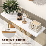 NNECW 100 cm Gold Faux Marble Console Table with Diamond Shape Frame
